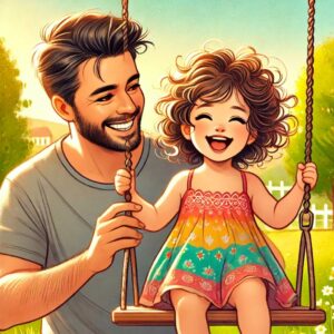 le joie d'une petite fille sur balançoire
