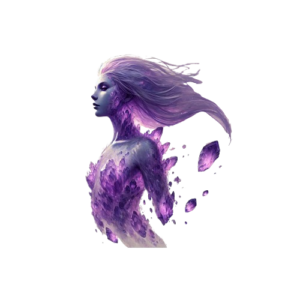 améthys, l'avatar intuitif et méditatif du blog, inspiré d'une améthyste, vaporeuse, féminine, flottante violette