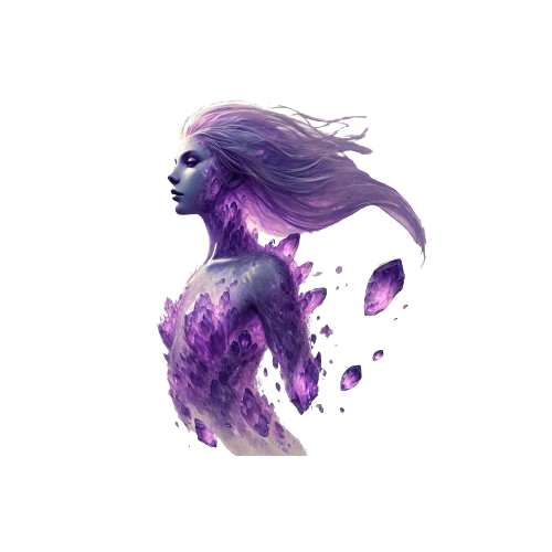 améthys, l'avatar intuitif et méditatif du blog, inspiré d'une améthyste, vaporeuse, féminine, flottante violette