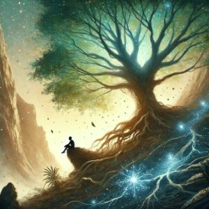 l'arbre se connecte à la vie dans le sol, se nourrit du minéral pour redistribuer l'énergie de la terre au vivant.