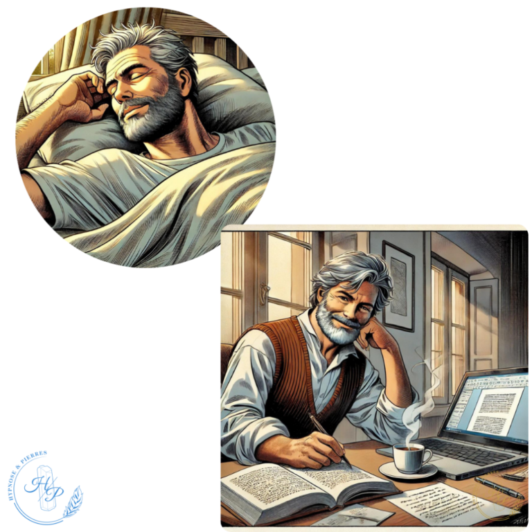 l'homme est redevenu serein, écrire la libéré ses nuits sont apaisées, il est redevenu heureux.