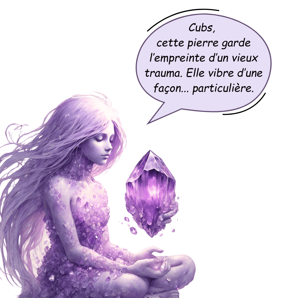 améthys médite avec un cristal d'améthyste